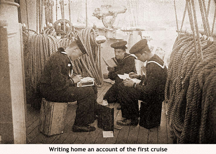 Writing home an account of the first cruise -- CLICK HERE TO RETURN TO SMALL PICTURE